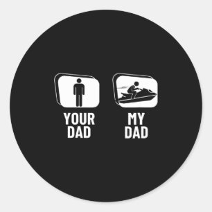 Jet skiing dad dad daughter son funny jet ski classic round sticker