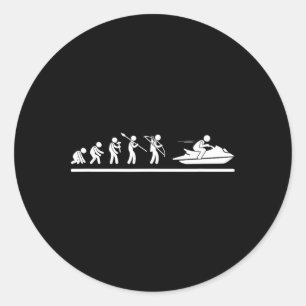 Jet Skiing Evolution Men Women Funny Jet Ski Classic Round Sticker