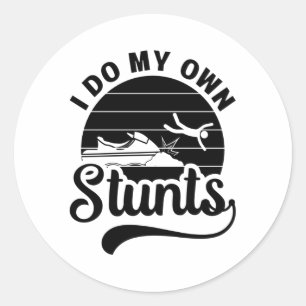 Jet Skiing I Do My Own Stunts Jet Ski Retro Jetski Classic Round Sticker