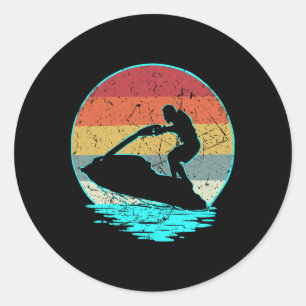 Jet Skiing Shirt - Vintage Retro Style Classic Round Sticker