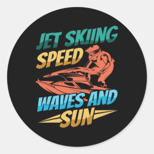 Jet Skiing Speed Waves And Sun Jet Ski Classic Round Sticker