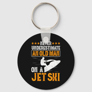 Jet skiing underestimate an old man on a jet ski key ring