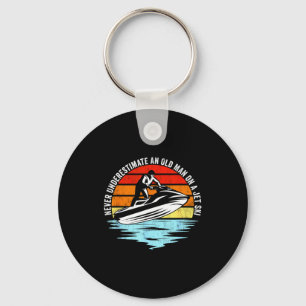Jet skiing underestimate an old man on a jet ski key ring