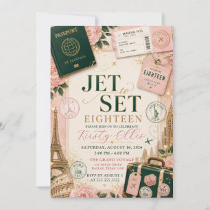 Jet to Set Eighteen Birthday Party Invitation