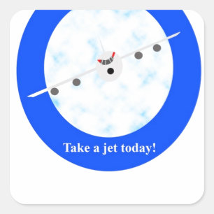Jet Travel Square Sticker