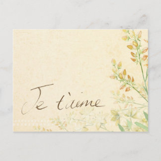 'Jet'aime' - French Vintage Victorian Floral Postcard