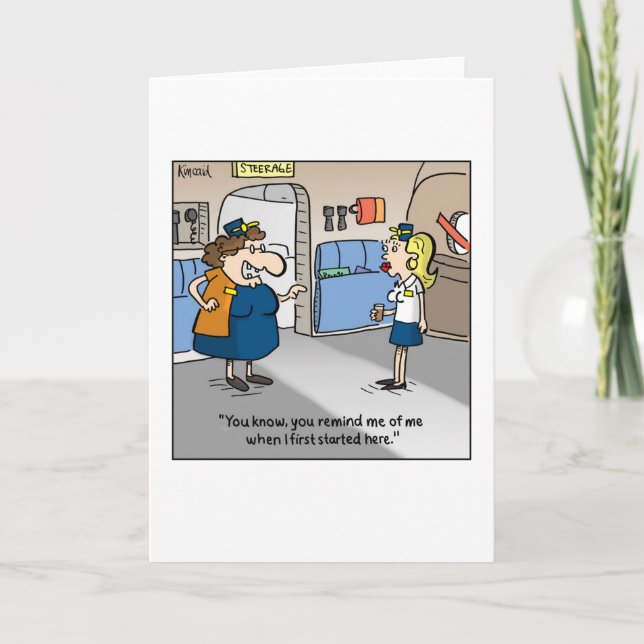 Jetlagged Comic Card--Flight Attendant Look Alike Card (Front)