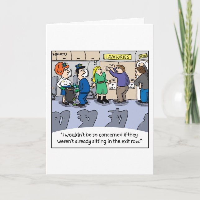 Jetlagged Comic Greeting Card--Lavatories Card (Front)