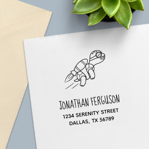Jetpack Turtle Address Self-inking Stamp