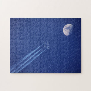 Jets Next to Moon   British Columbia Jigsaw Puzzle