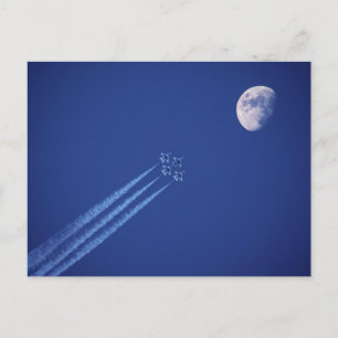 Jets Next to Moon   British Columbia Postcard