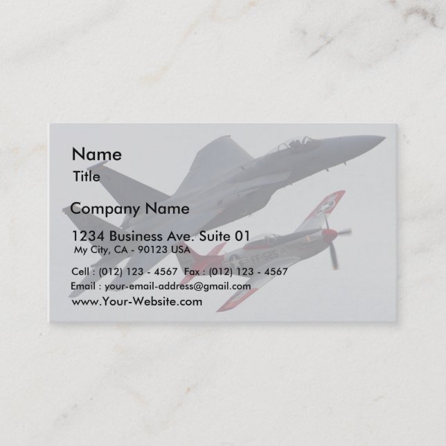 Jets Planes Pilots Cockpits Propellers Business Card (Front)