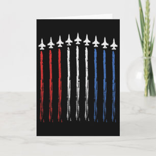 Jets Us American Flag Independence 4th Of July Pat Card