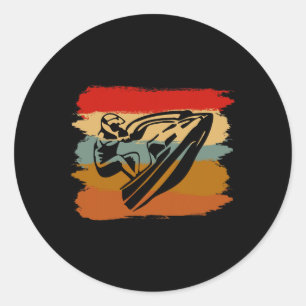 Jetski Jet Ski Skiing Love Water Sports Funny Cool Classic Round Sticker