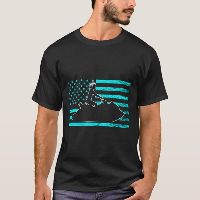 Jetski Jet Skiing Watercraft Jet Ski American Usa  T-Shirt (Front)