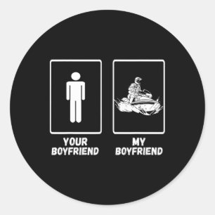 Jetski My Boyfriend Jet Skiing Jet Ski Watercraft Classic Round Sticker