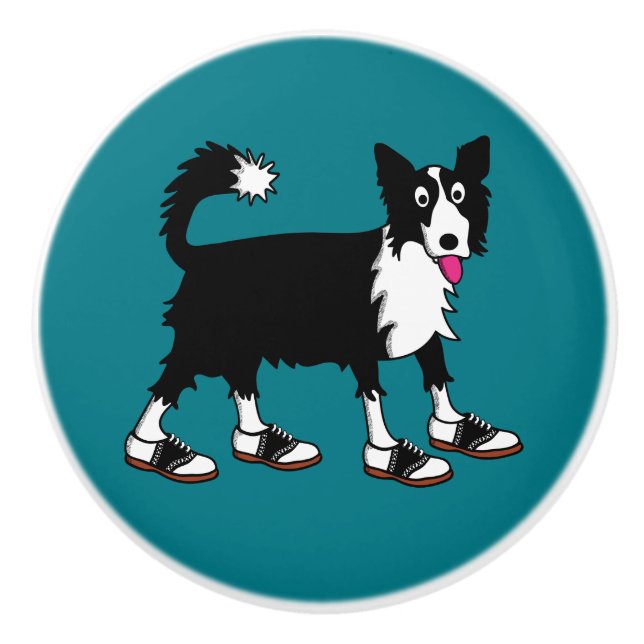 Jett the Border Collie Ceramic Knob (Front)
