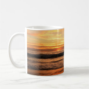 Jetty Over Ocean Beach Sunset Coffee Mug