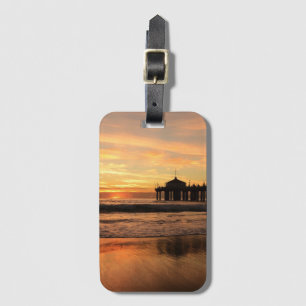 Jetty Over Ocean Beach Sunset Luggage Tag