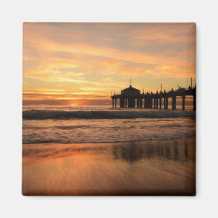 Jetty Over Ocean Beach Sunset Magnet