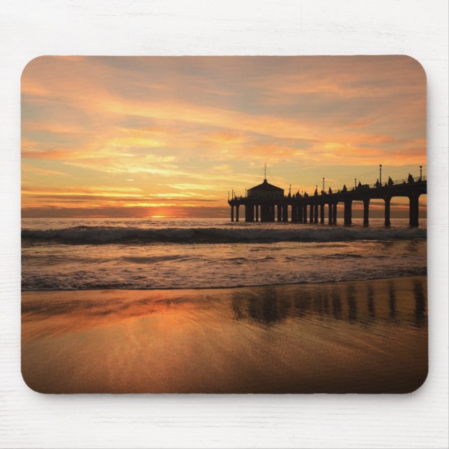 Jetty Over Ocean Beach Sunset Mouse Mat (Front)