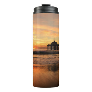 Jetty Over Ocean Beach Sunset Thermal Tumbler