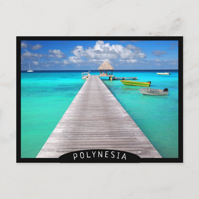 Jetty with boats in a tropical lagoon postcard (Front)