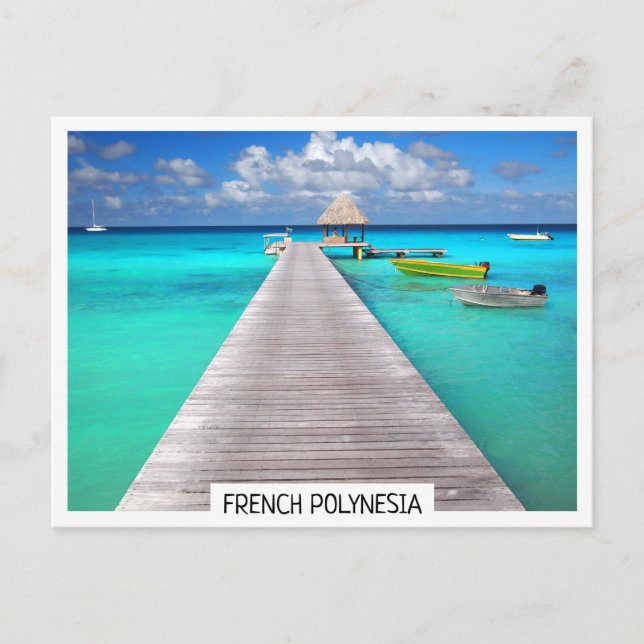 Jetty with boats in a tropical lagoon postcard (Front)