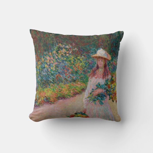 Jeune fille dans le jardin de Giverny, 1888 Cushion (Front)