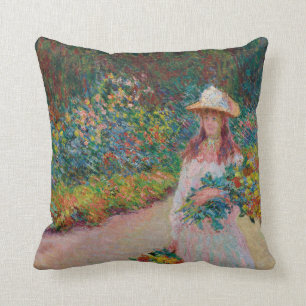Jeune fille dans le jardin de Giverny, 1888 Cushion