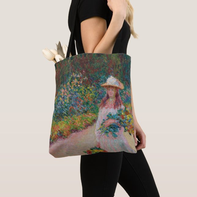 Jeune fille dans le jardin de Giverny, 1888 Tote Bag (Close Up)