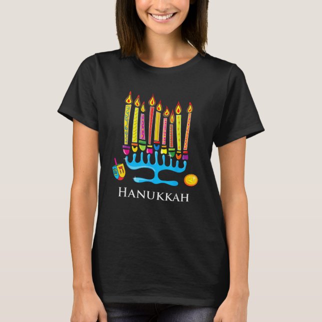 Jew Ish Challah Menorah Hanukkah  2 T-Shirt (Front)