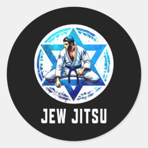 Jew Jitsu Karate Funny Hanukkah Brazilian Jiu Jits Classic Round Sticker