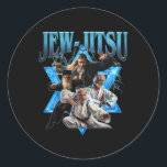 Jew Jitsu Karate Funny Hanukkah Jiu Jitsu Martial  Classic Round Sticker<br><div class="desc">Jew Jitsu Karate Funny Hanukkah Jiu Jitsu Martial Arts</div>