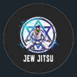 Jew Jitsu Karate Funny Hanukkah Jiu Jitsu Martial  Classic Round Sticker<br><div class="desc">Jew Jitsu Karate Funny Hanukkah Jiu Jitsu Martial Arts Gift 5</div>