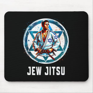 Jew Jitsu Karate Funny Hanukkah Jiu Jitsu Martial Mouse Mat