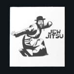 Jew Jitsu Notepad | Jewish Bar Mitzvah Gifts<br><div class="desc">Excellent gift for your upcoming Bar Mitzvah! 

This awesome notepad contains a black graphic design and black text,  looks best on a light background colour.


jew humour funny jews "ju jitsu" "jew jitsu" hilarious jewish hebrew</div>