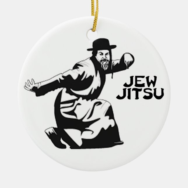 Jew Jitsu Ornament | Jewish Bar Mitzvah Gifts (Front)