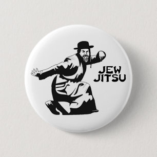 Jew Jitsu Pinback Butto   Jewish Bar Mitzvah Gifts 6 Cm Round Badge