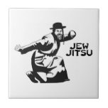Jew Jitsu Tile | Jewish Bar Mitzvah Gifts<br><div class="desc">Excellent gift for your upcoming Bar Mitzvah! 

This awesome tile contains a black graphic design and black text,  looks best on a light background colour.


jew humour funny jews "ju jitsu" "jew jitsu" hilarious jewish hebrew</div>