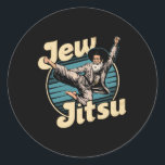 Jew Karate Jitsu Hanukkah Jiu Jitsu Martial Arts D Classic Round Sticker<br><div class="desc">Jew Karate Jitsu Hanukkah Jiu Jitsu Martial Arts Dance</div>