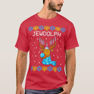 Jewdolph Ugly Hanukkah Sweater Reindeer Menorah Ch