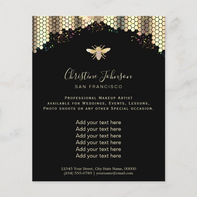 jewel bee pastel honeycomb on black flyer (Front)