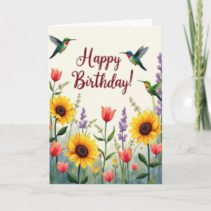 Jewel Birds Birthday Scene Card