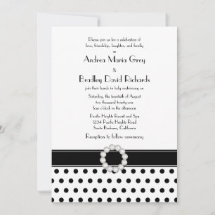 Jewel Black White Polka Dot Wedding Invitation