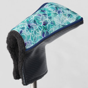 Jewel Blues Leaf Pattern Golf Head Cover