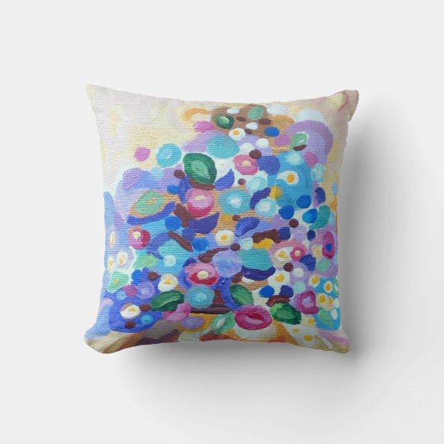 Jewel bright flowers with a handpainted look cushion (Front)