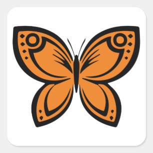 Jewel Butterflies - Orange Square Sticker