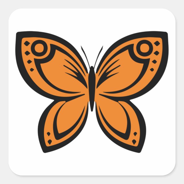 Jewel Butterflies - Orange Square Sticker (Front)