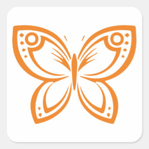 Jewel Butterflies Outline - Orange Square Sticker
